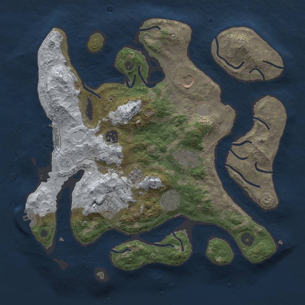 Rust Map: Procedural Map, Size: 3500, Seed: 2715357, 14 Monuments