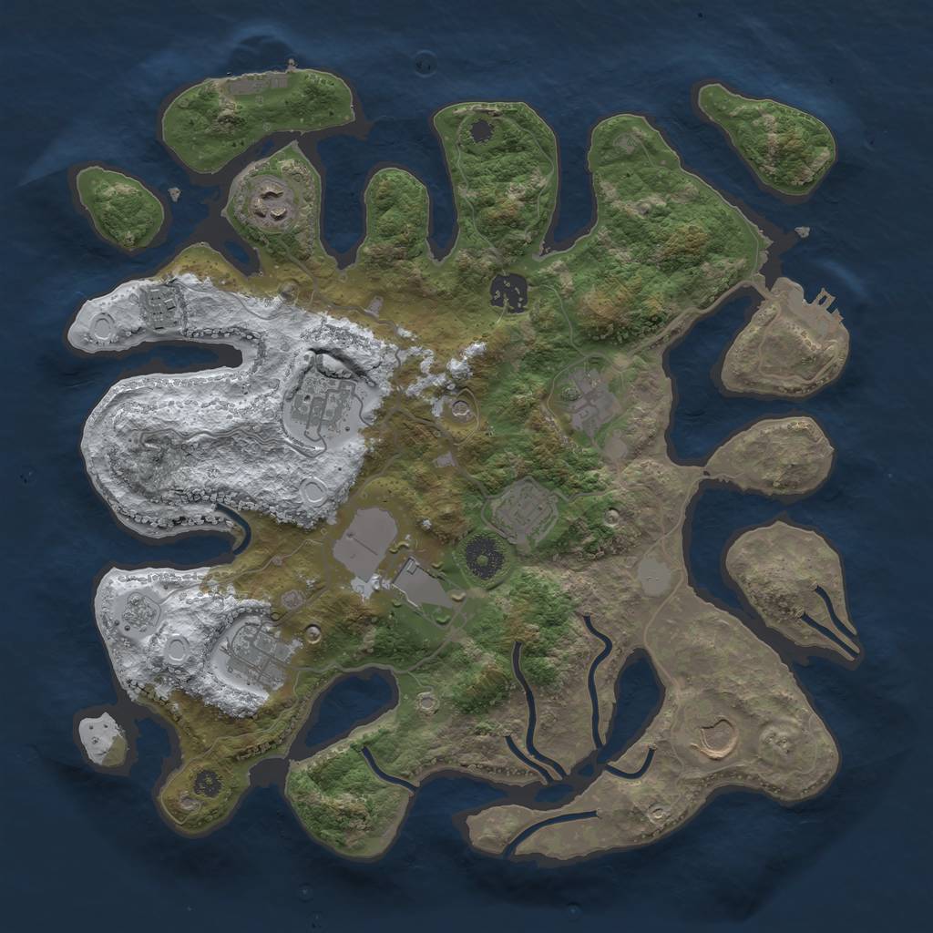 Rust Map: Procedural Map, Size: 3500, Seed: 2410837, 18 Monuments