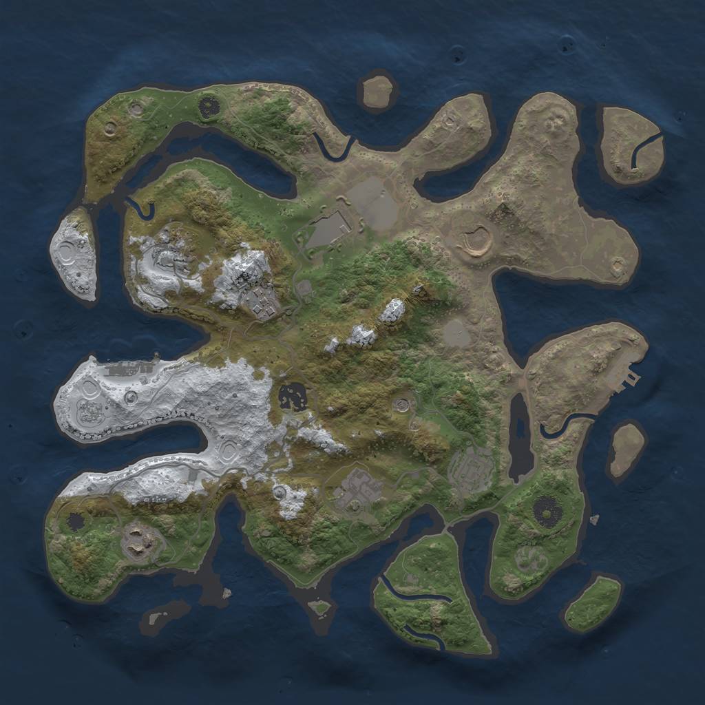 Rust Map: Procedural Map, Size: 3500, Seed: 913047, 17 Monuments