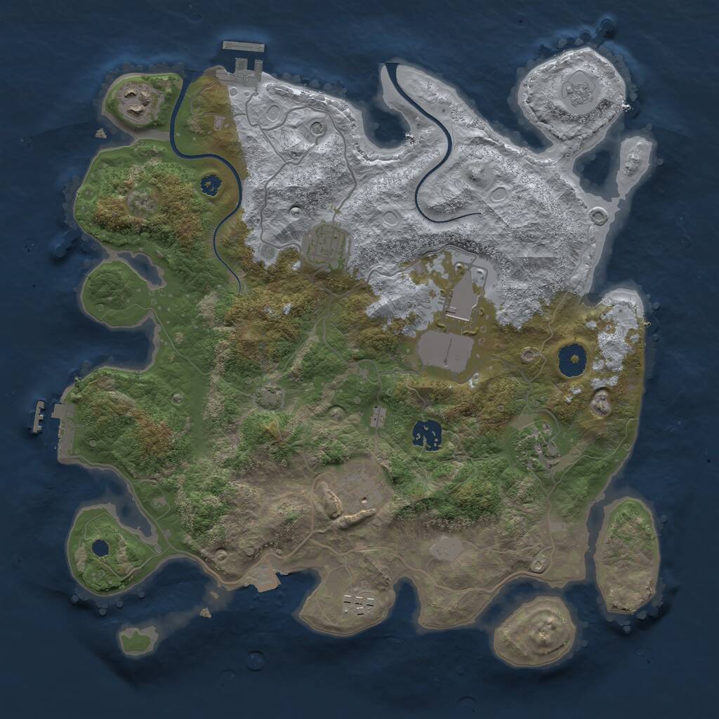 Rust Map: Procedural Map, Size: 3500, Seed: 5252869, 13 Monuments