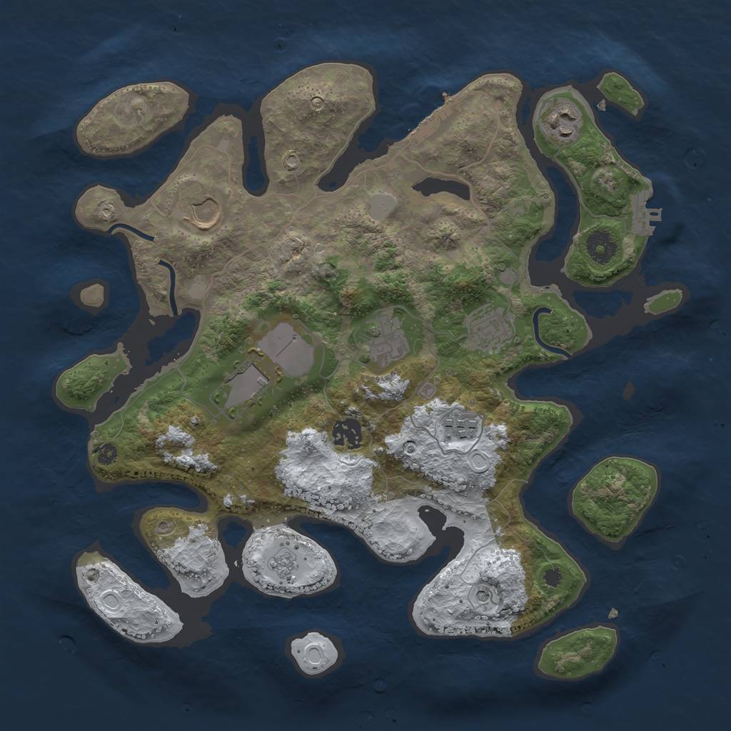 Rust Map: Procedural Map, Size: 3500, Seed: 3717684, 16 Monuments