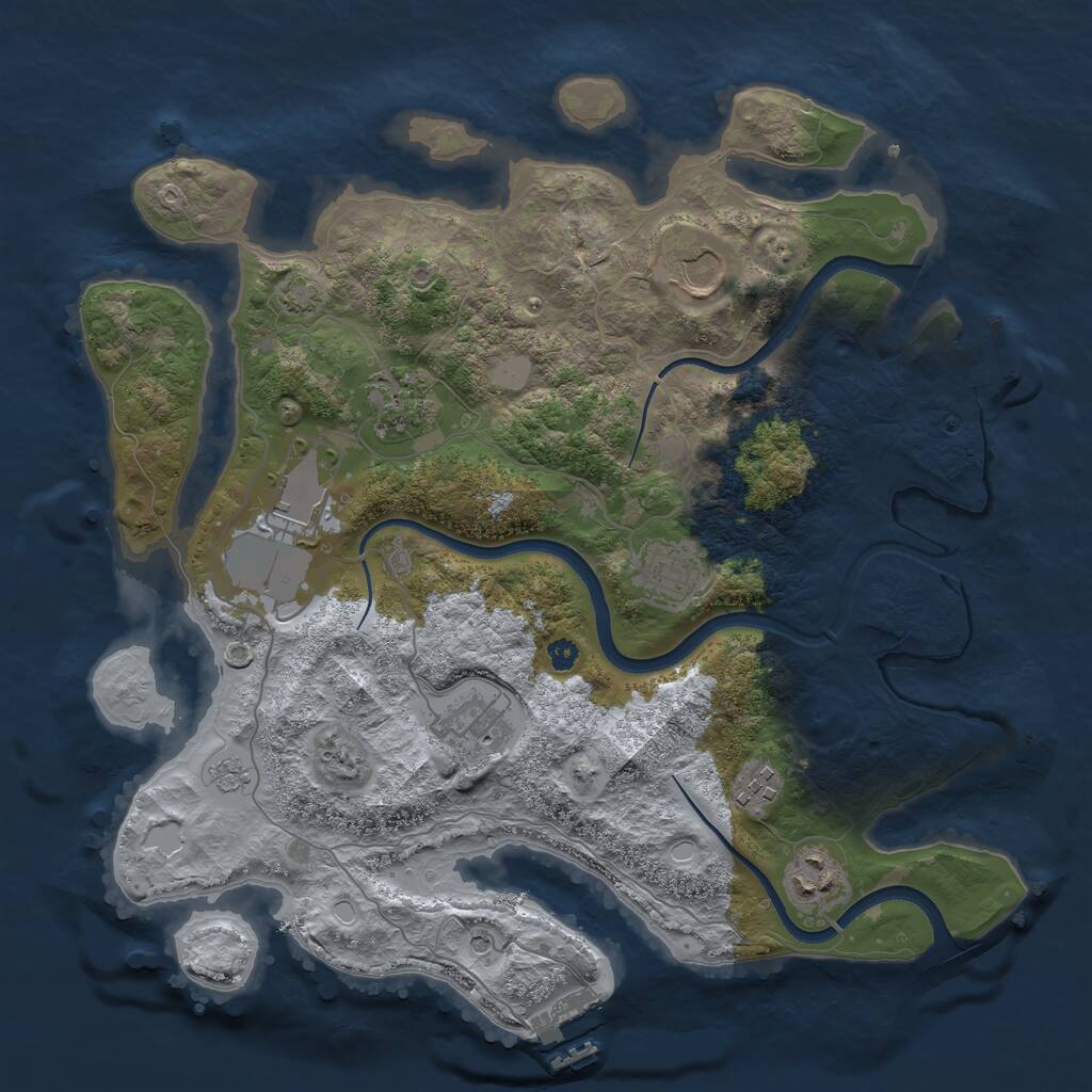 Rust Map: Procedural Map, Size: 3500, Seed: 4279066, 13 Monuments