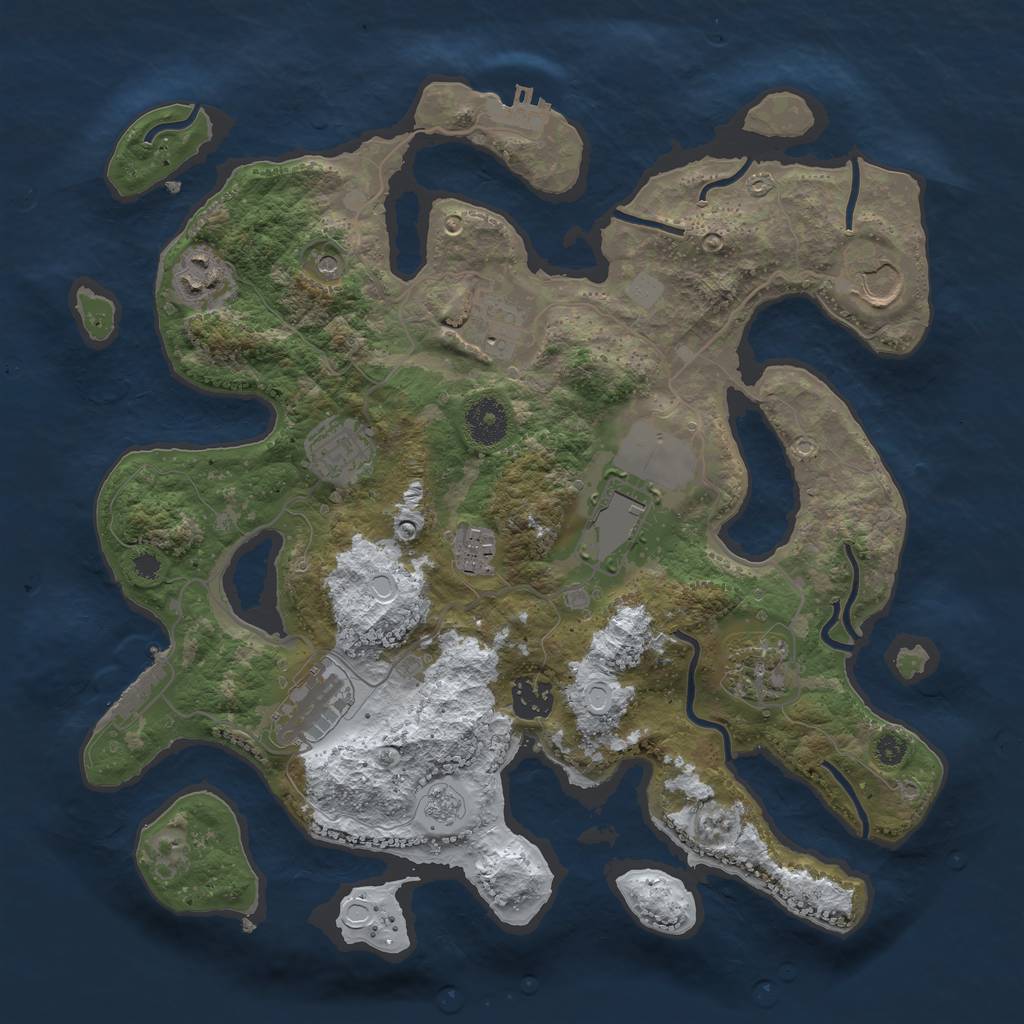 Rust Map: Procedural Map, Size: 3500, Seed: 219571, 18 Monuments
