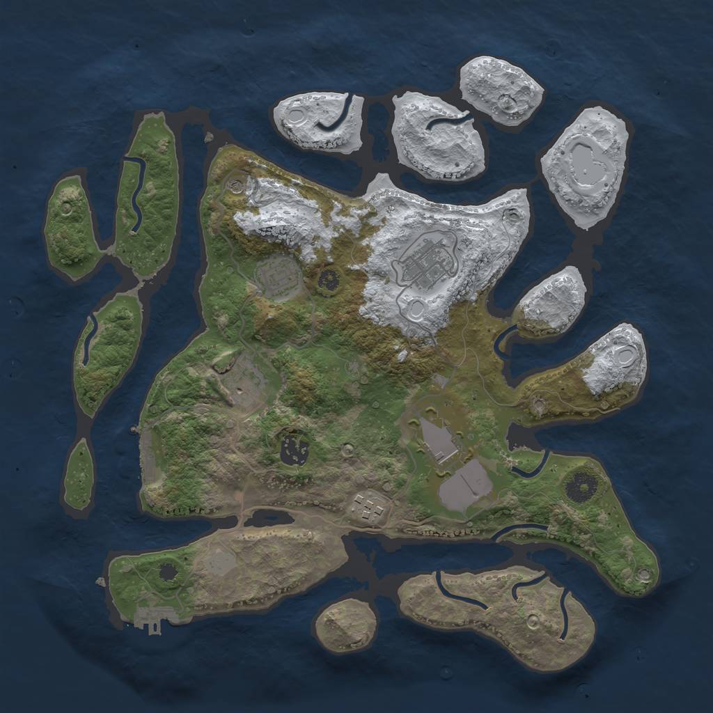 Rust Map: Procedural Map, Size: 3500, Seed: 2499338, 14 Monuments