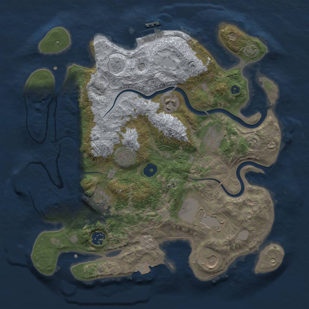 Rust Map: Procedural Map, Size: 3500, Seed: 4358280, 14 Monuments