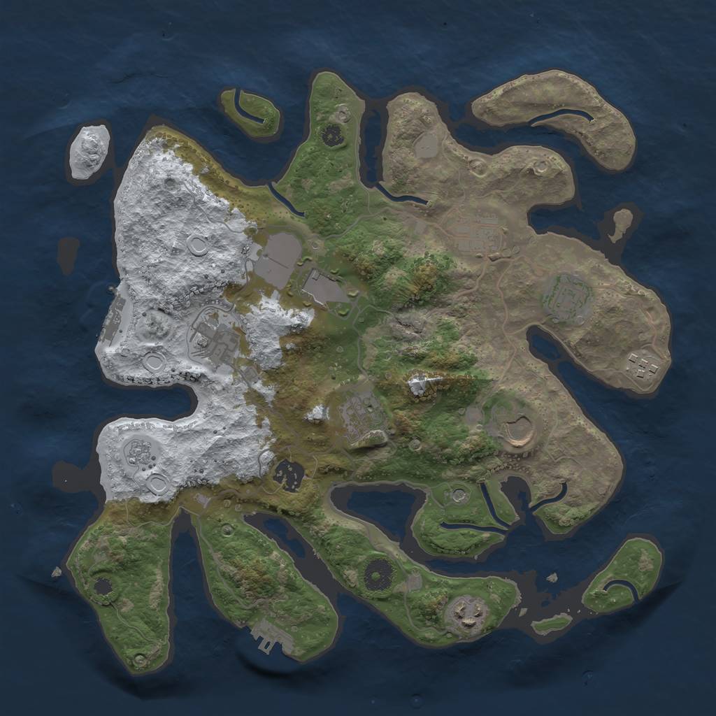 Rust Map: Procedural Map, Size: 3500, Seed: 2585, 18 Monuments