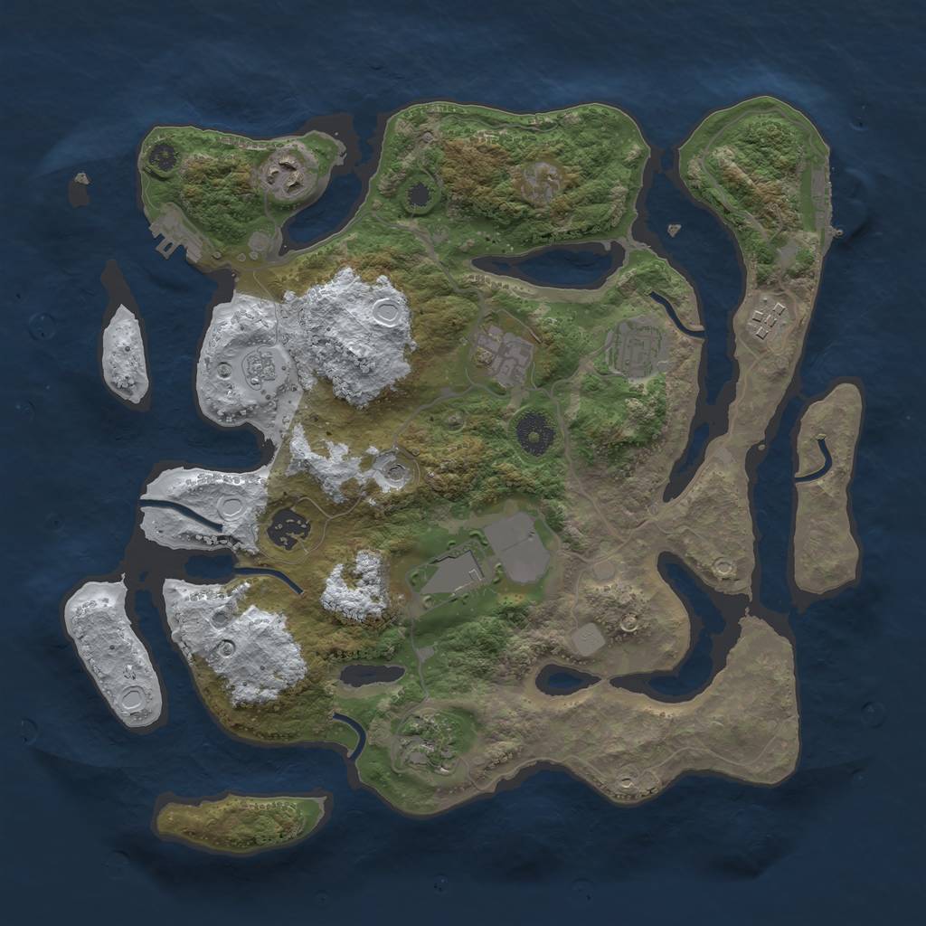 Rust Map: Procedural Map, Size: 3500, Seed: 38615, 16 Monuments