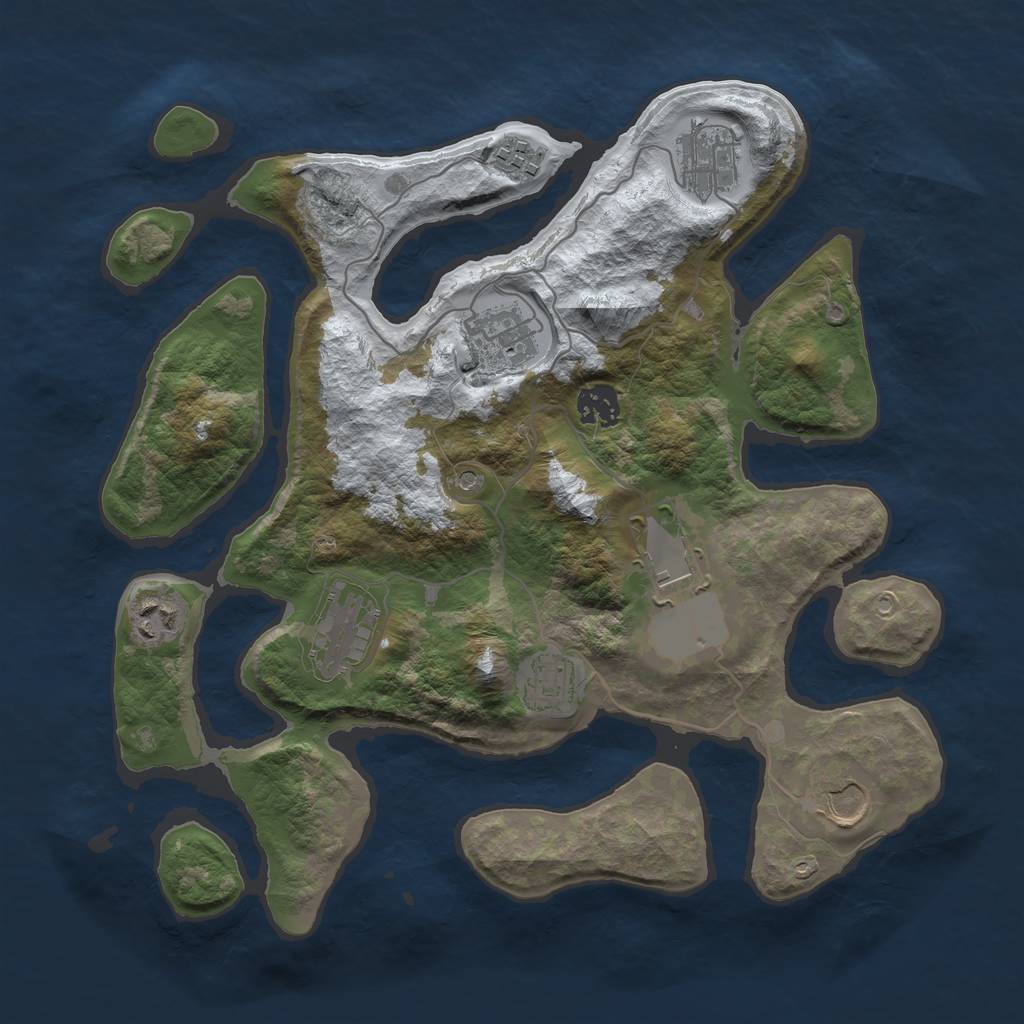 Rust Map: Barren, Size: 3500, Seed: 560589, 12 Monuments
