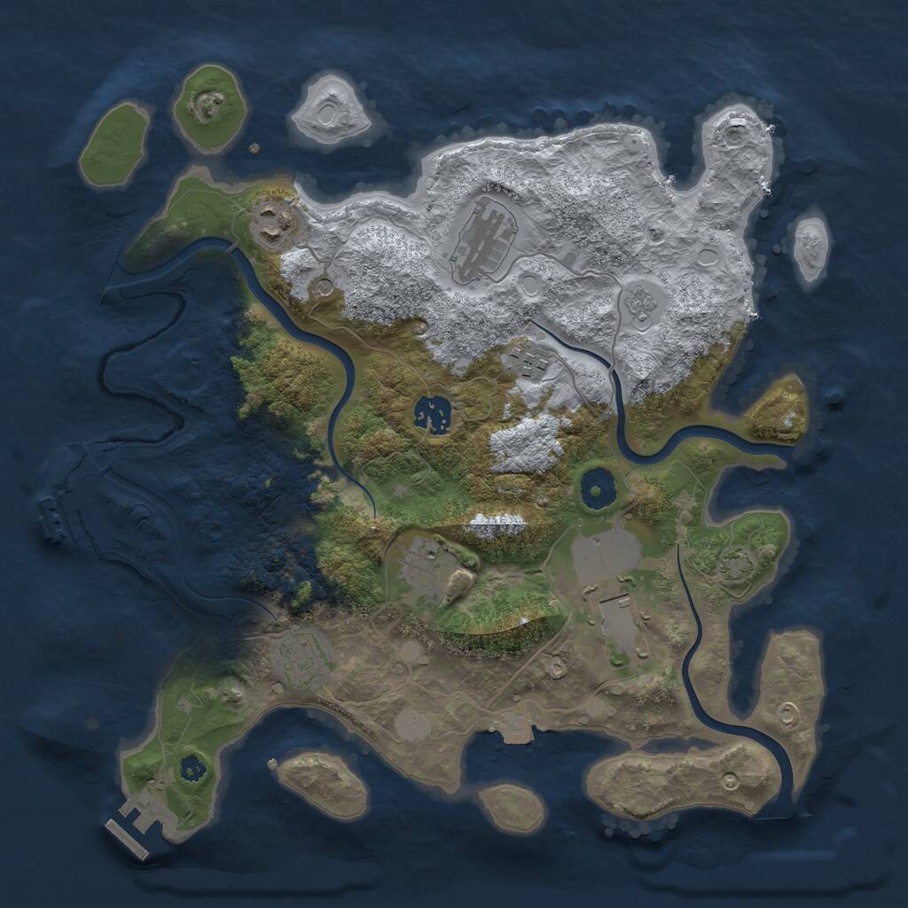 Rust Map: Procedural Map, Size: 3500, Seed: 1203805, 13 Monuments