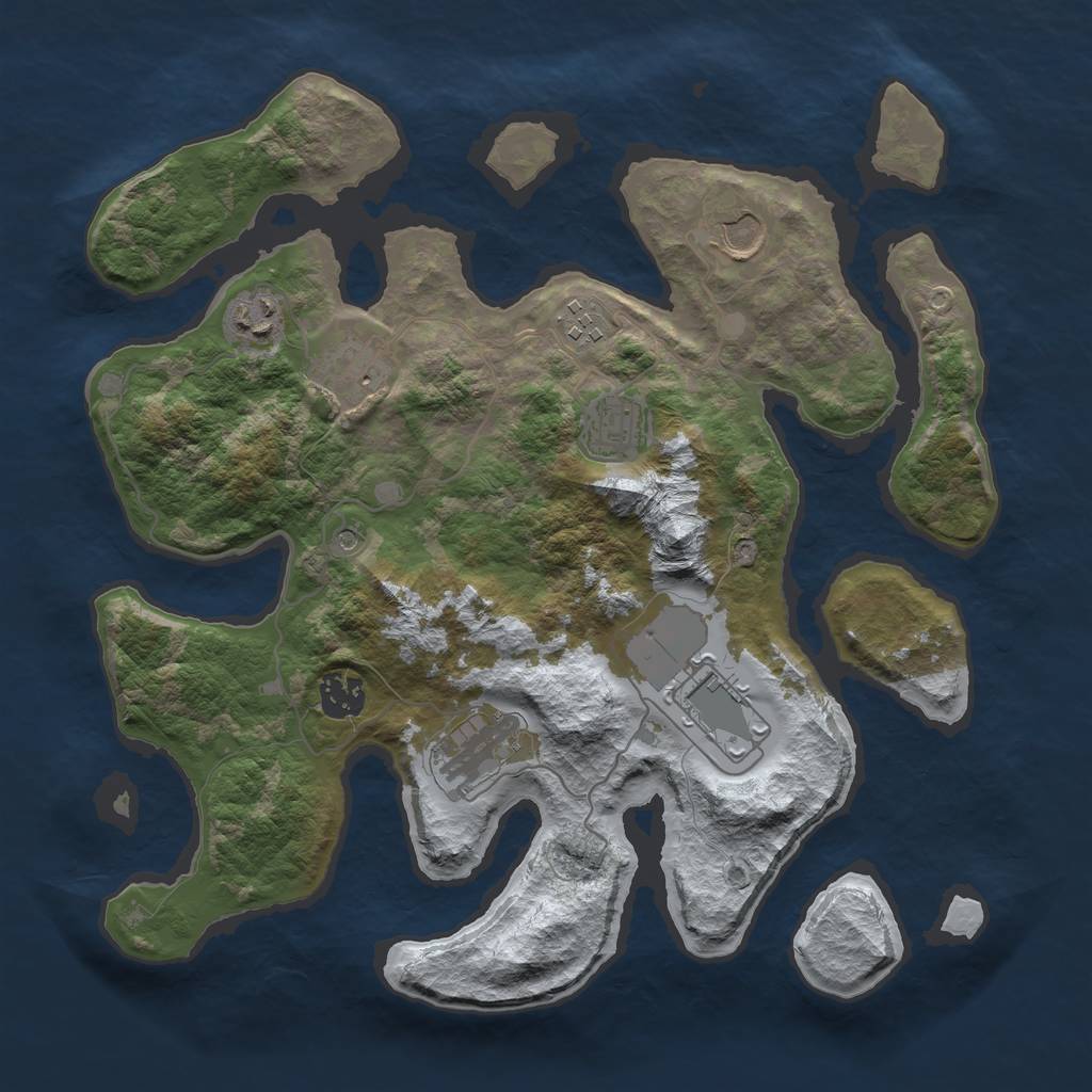 Rust Map: Barren, Size: 3500, Seed: 259746, 11 Monuments