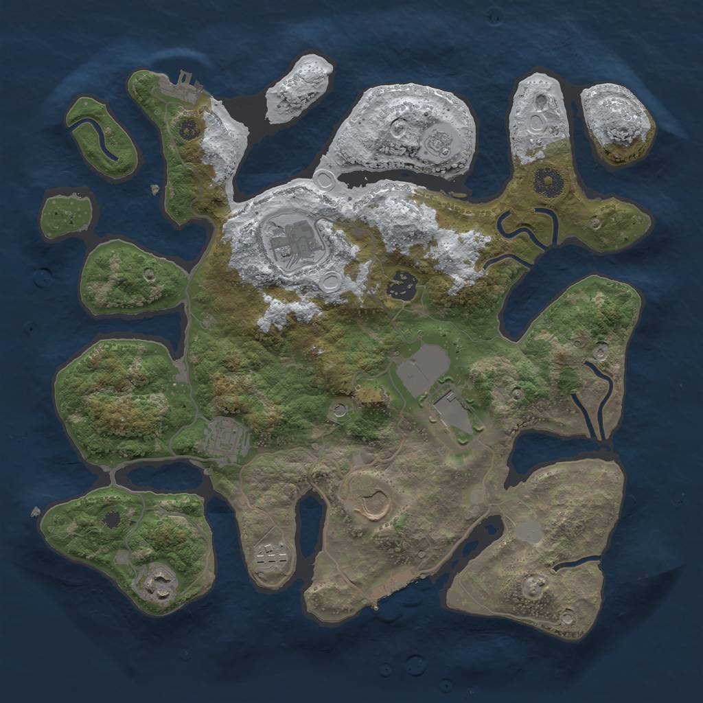 Rust Map: Procedural Map, Size: 3500, Seed: 1480411, 16 Monuments