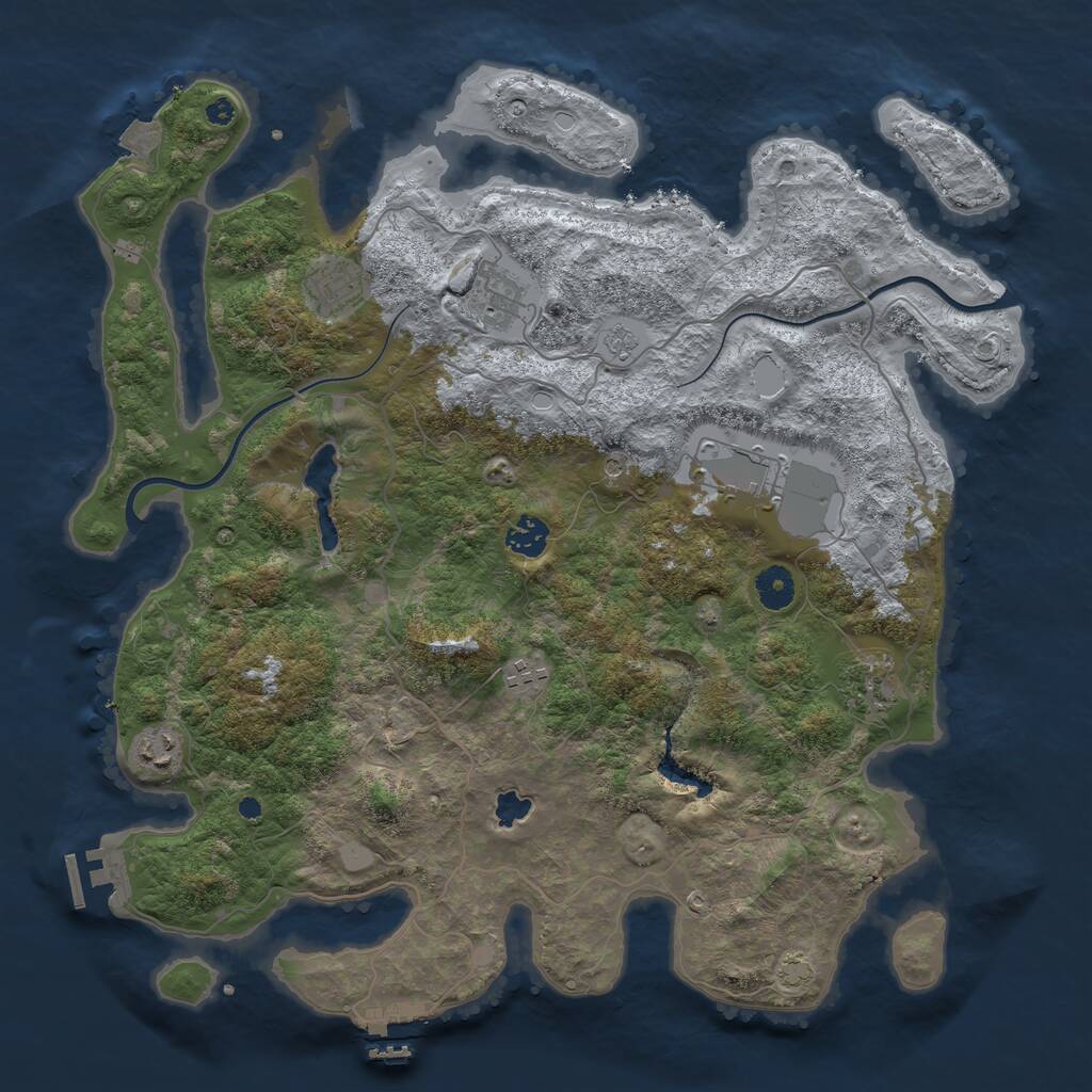 Rust Map: Procedural Map, Size: 4000, Seed: 951067, 13 Monuments