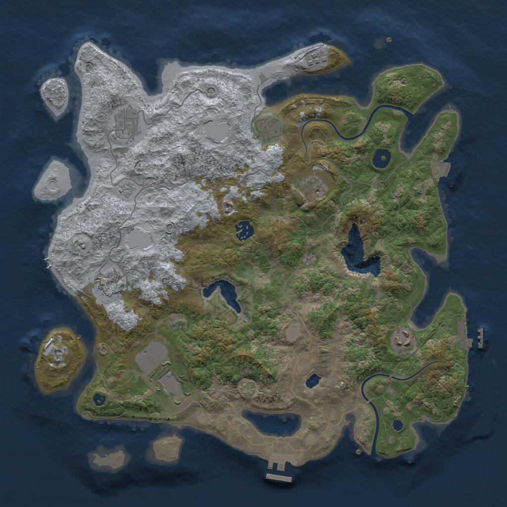 Rust Map: Procedural Map, Size: 4000, Seed: 644973, 14 Monuments