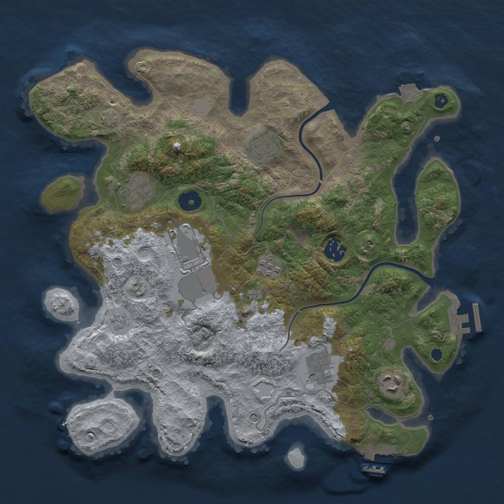 Rust Map: Procedural Map, Size: 3500, Seed: 5242675, 13 Monuments