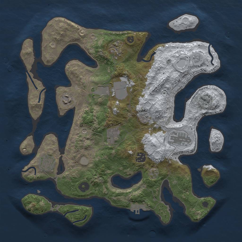 Rust Map: Procedural Map, Size: 3500, Seed: 5613984, 16 Monuments