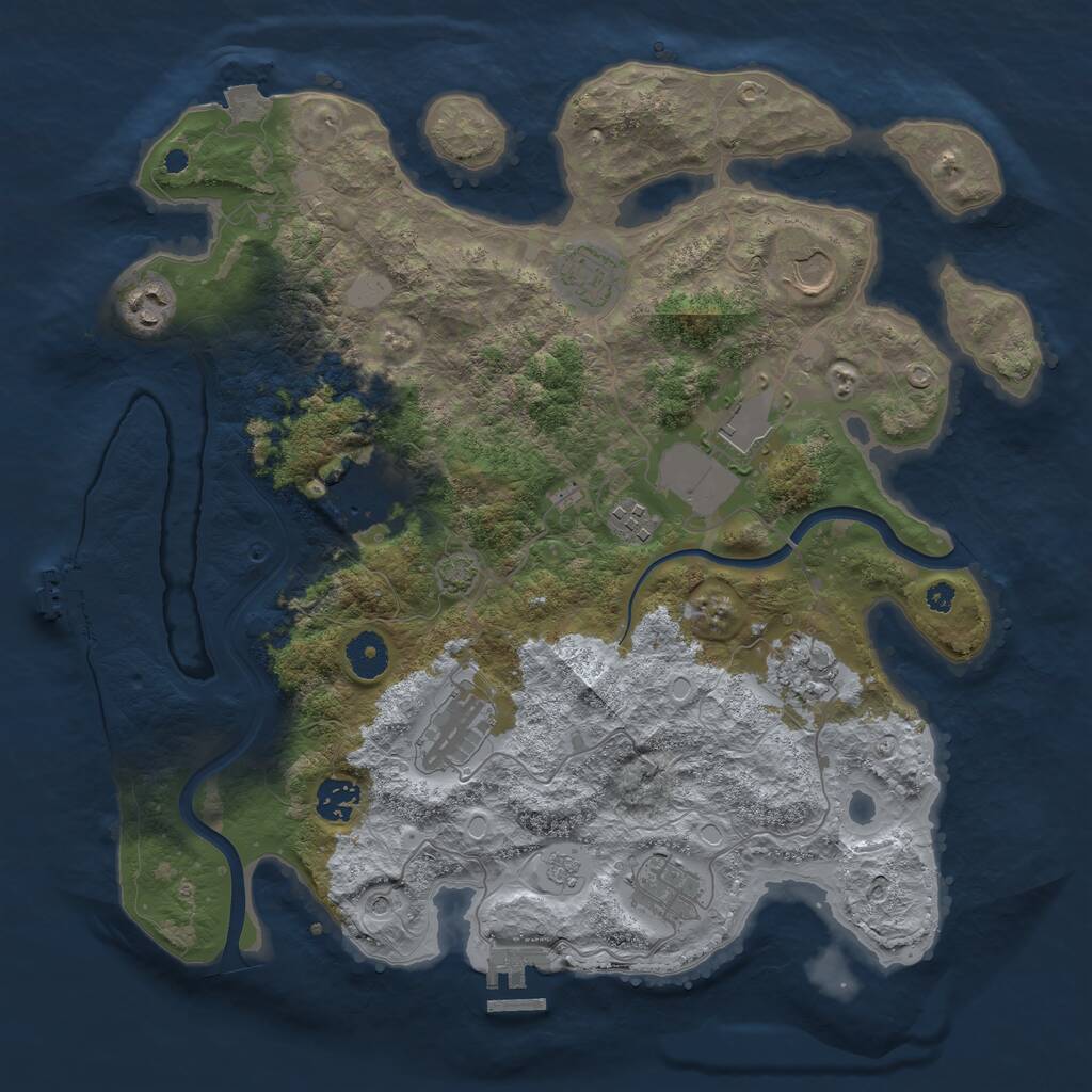 Rust Map: Procedural Map, Size: 3750, Seed: 831448377, 16 Monuments
