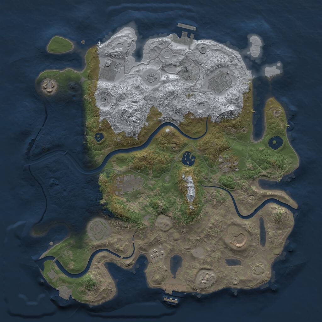 Rust Map: Procedural Map, Size: 3500, Seed: 714031754, 15 Monuments