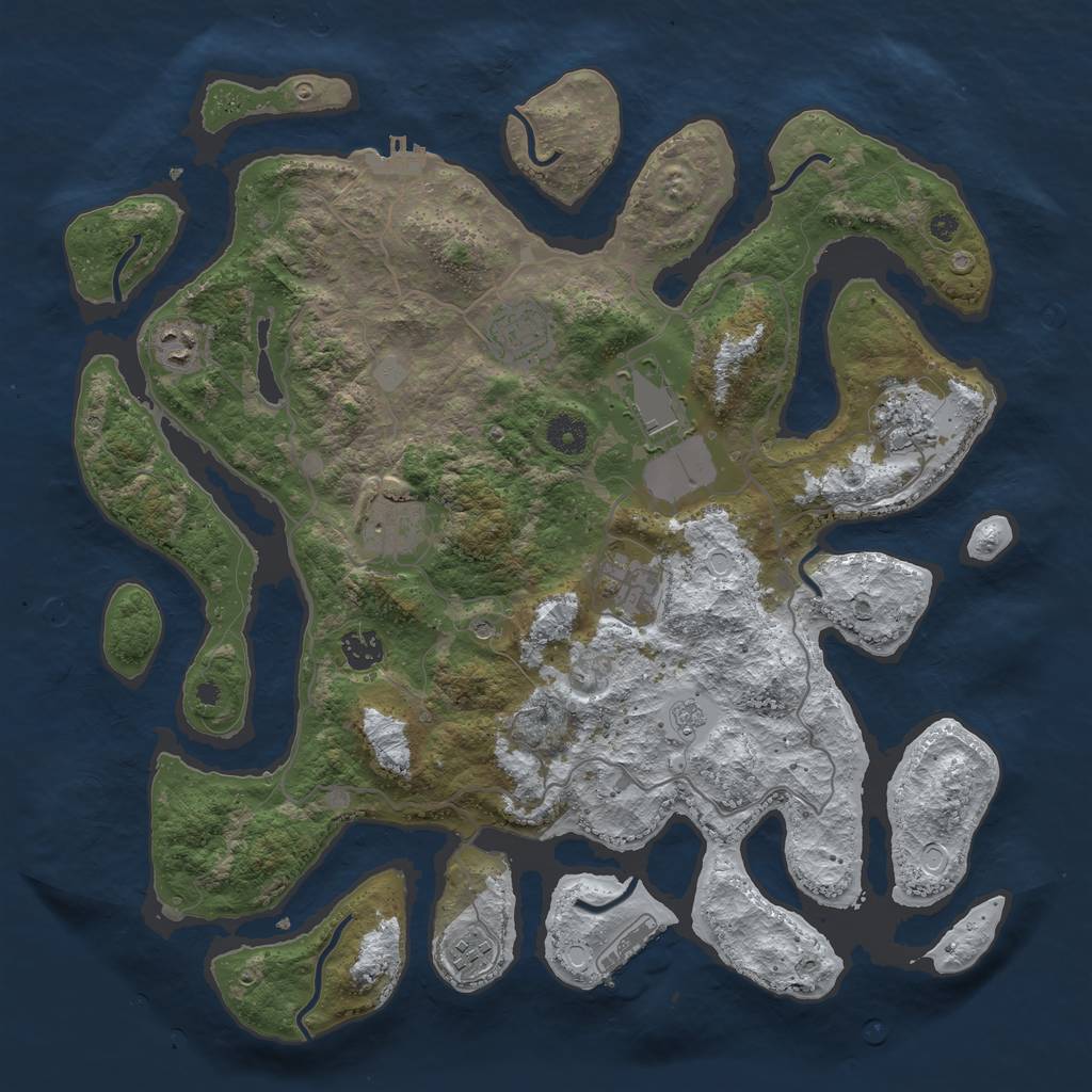 Rust Map: Procedural Map, Size: 4000, Seed: 351966, 17 Monuments