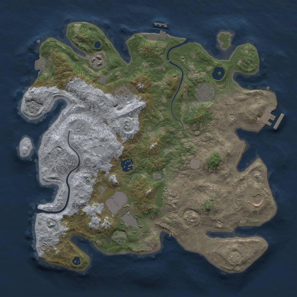 Rust Map: Procedural Map, Size: 3500, Seed: 5501157, 14 Monuments