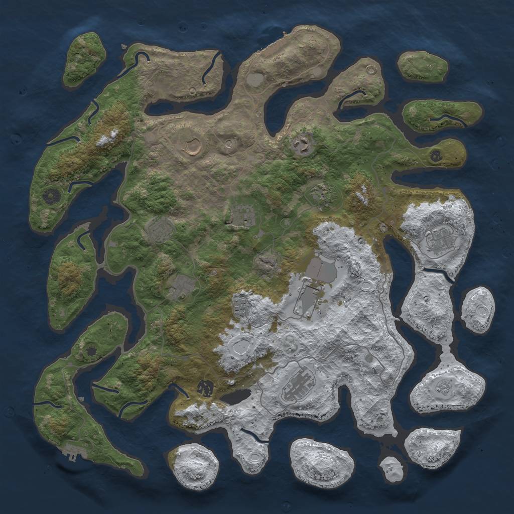 Rust Map: Procedural Map, Size: 4500, Seed: 2753855, 20 Monuments