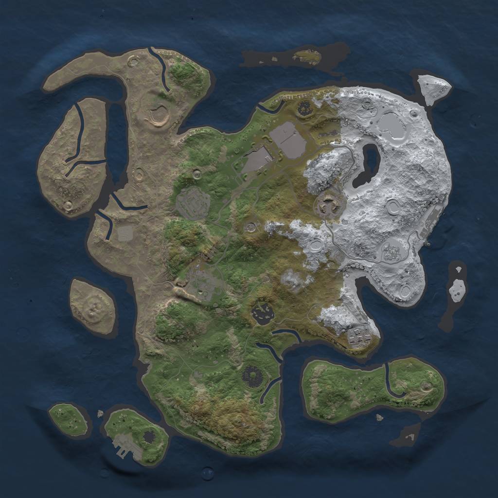 Rust Map: Procedural Map, Size: 3500, Seed: 3746094, 16 Monuments