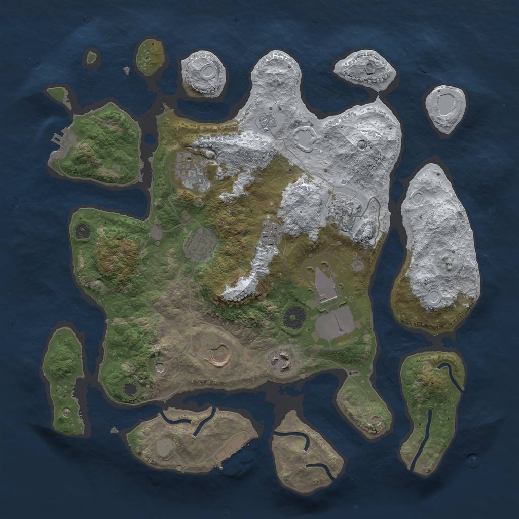 Rust Map: Procedural Map, Size: 3500, Seed: 6401086, 16 Monuments