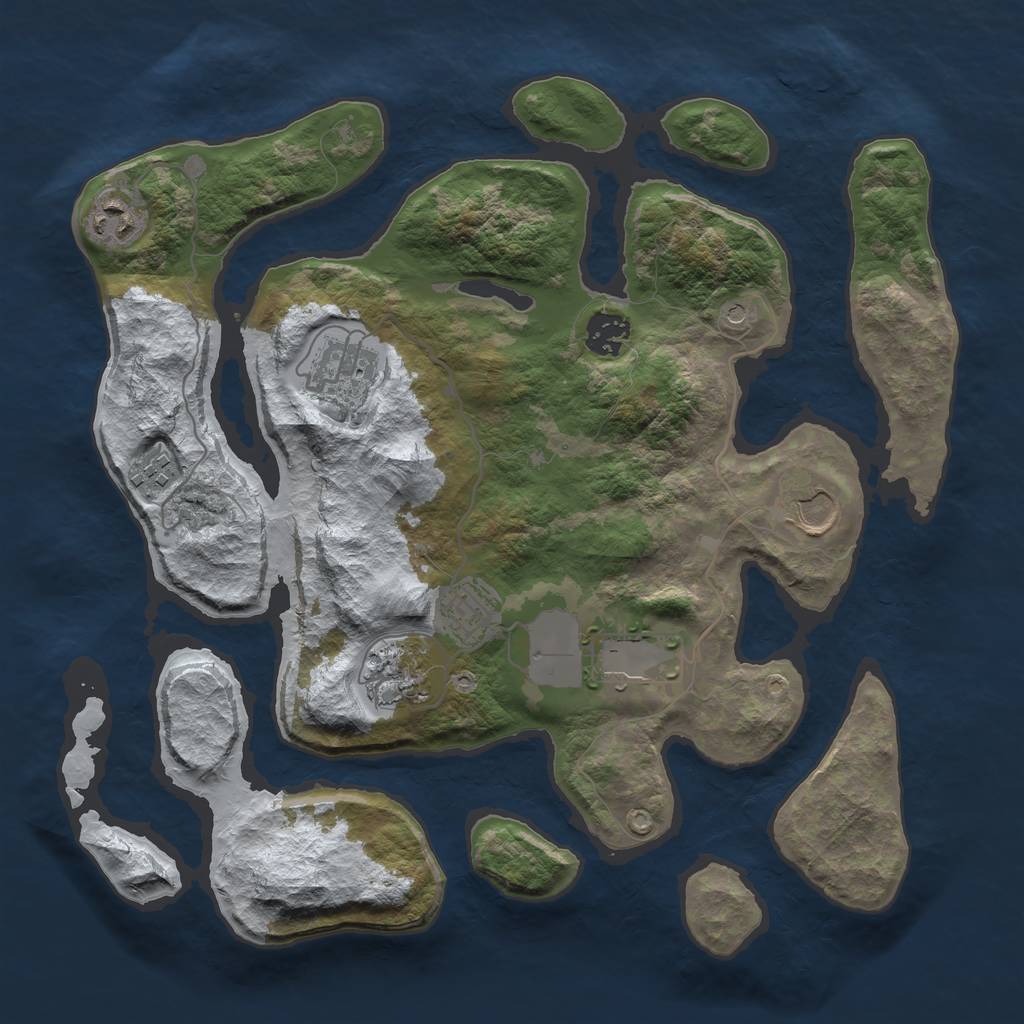 Rust Map: Barren, Size: 3500, Seed: 3971481, 11 Monuments