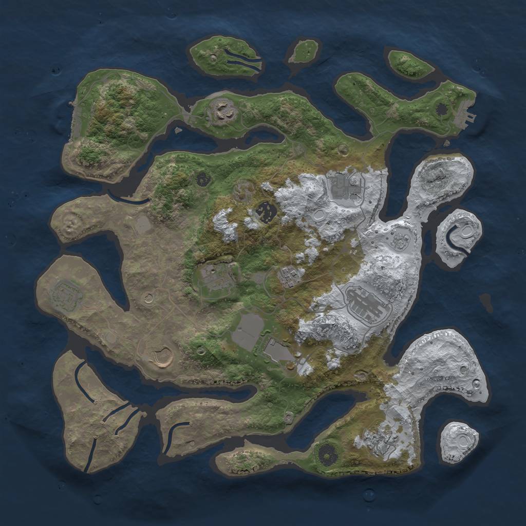 Rust Map: Procedural Map, Size: 3850, Seed: 449169297, 19 Monuments