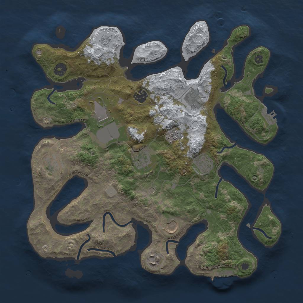 Rust Map: Procedural Map, Size: 3500, Seed: 1539251, 18 Monuments