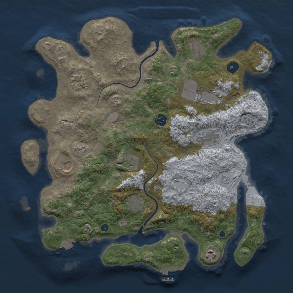 Rust Map: Procedural Map, Size: 3800, Seed: 407695, 15 Monuments