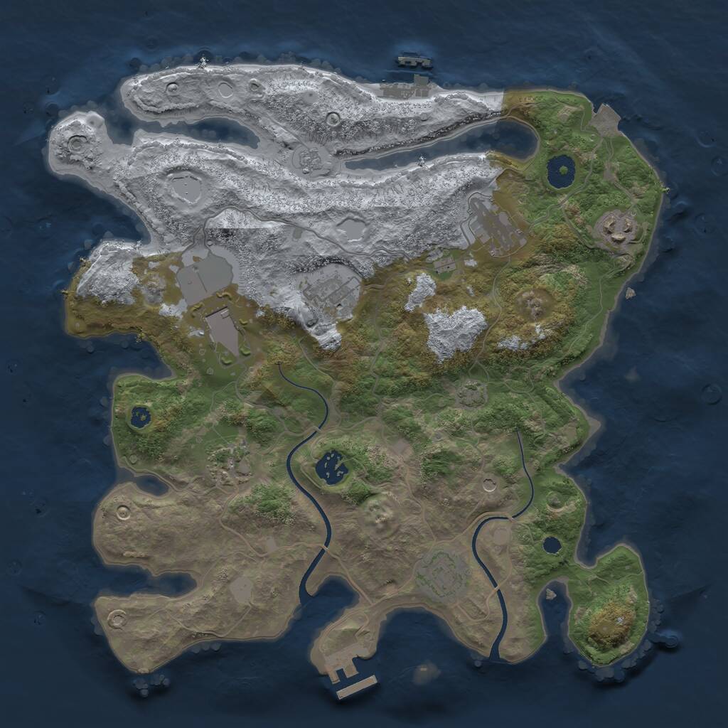 Rust Map: Procedural Map, Size: 3500, Seed: 4256116, 13 Monuments