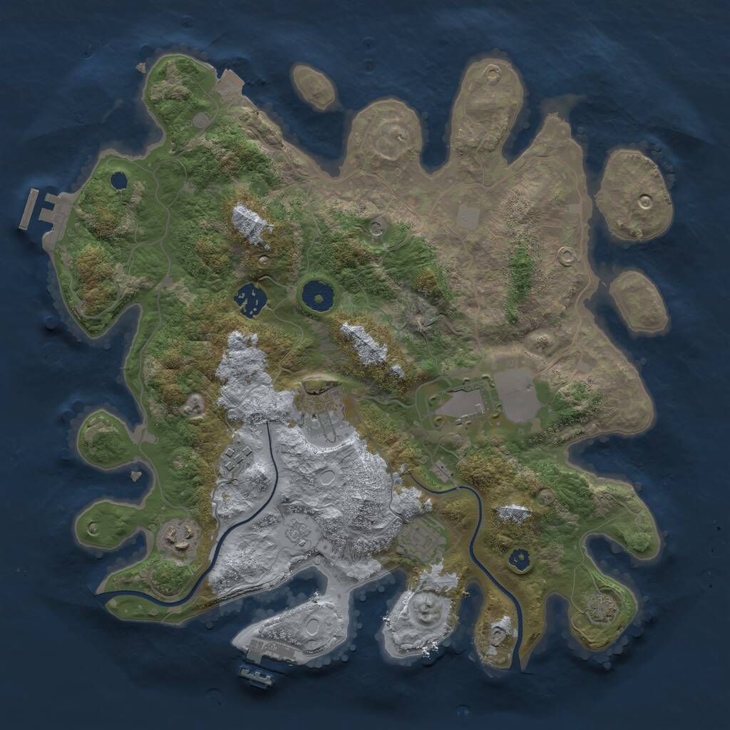 Rust Map: Procedural Map, Size: 3500, Seed: 2419580, 12 Monuments