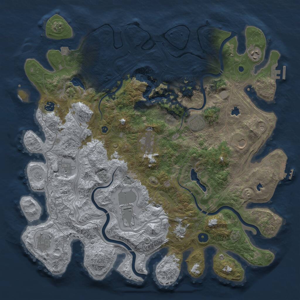 Rust Map: Procedural Map, Size: 4500, Seed: 345365, 16 Monuments