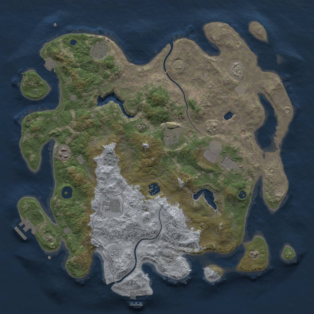 Rust Map: Procedural Map, Size: 4000, Seed: 309929, 13 Monuments
