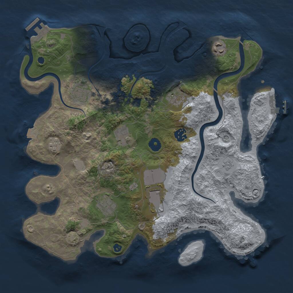 Rust Map: Procedural Map, Size: 3500, Seed: 1628523364, 14 Monuments