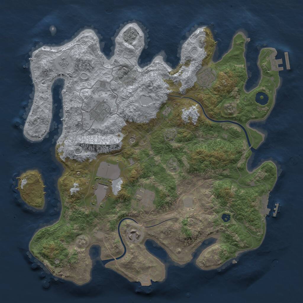 Rust Map: Procedural Map, Size: 3500, Seed: 2106541, 12 Monuments