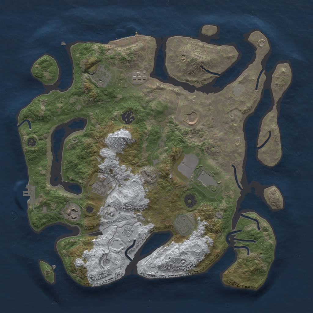 Rust Map: Procedural Map, Size: 3600, Seed: 584848, 17 Monuments