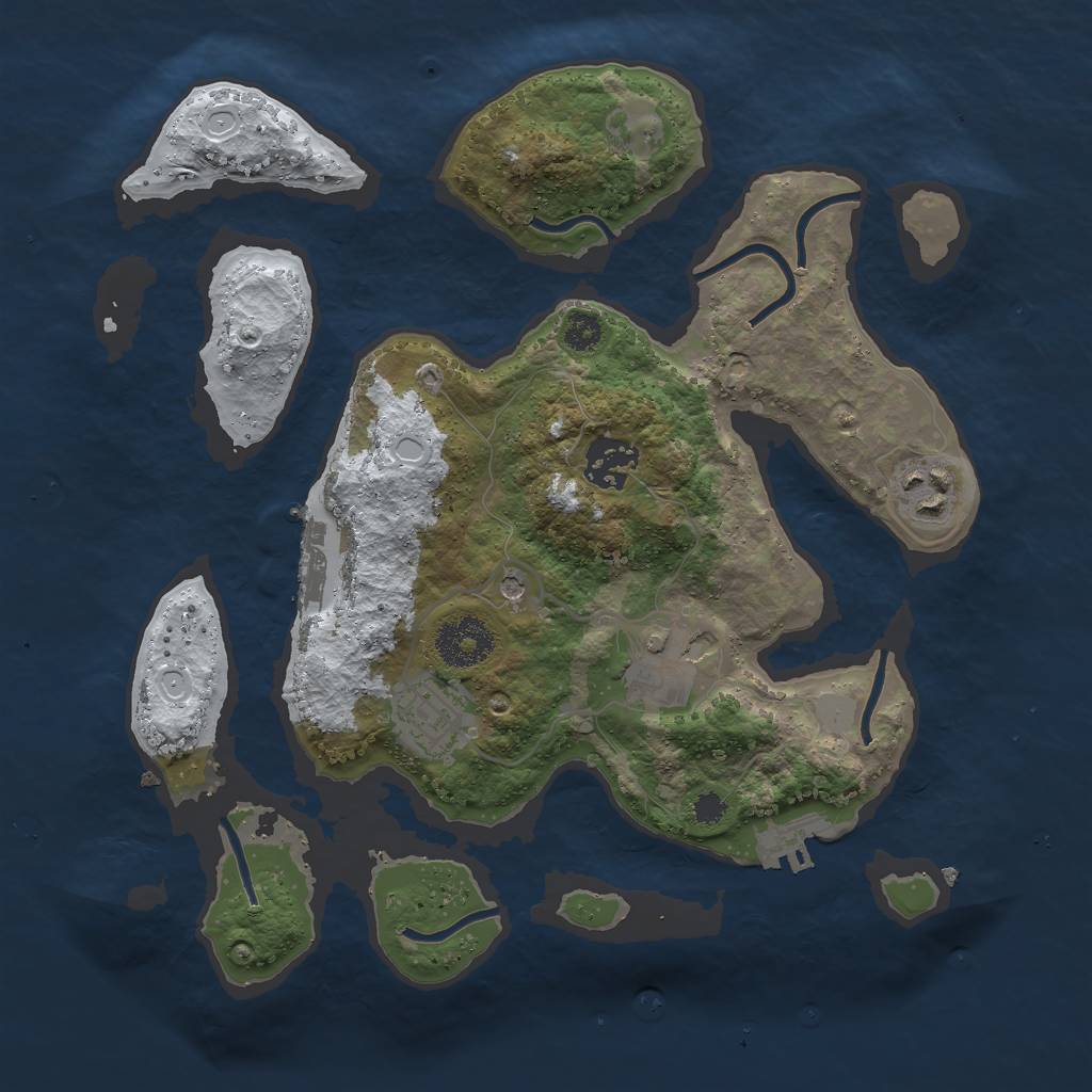 Rust Map: Procedural Map, Size: 3000, Seed: 701013926, 12 Monuments