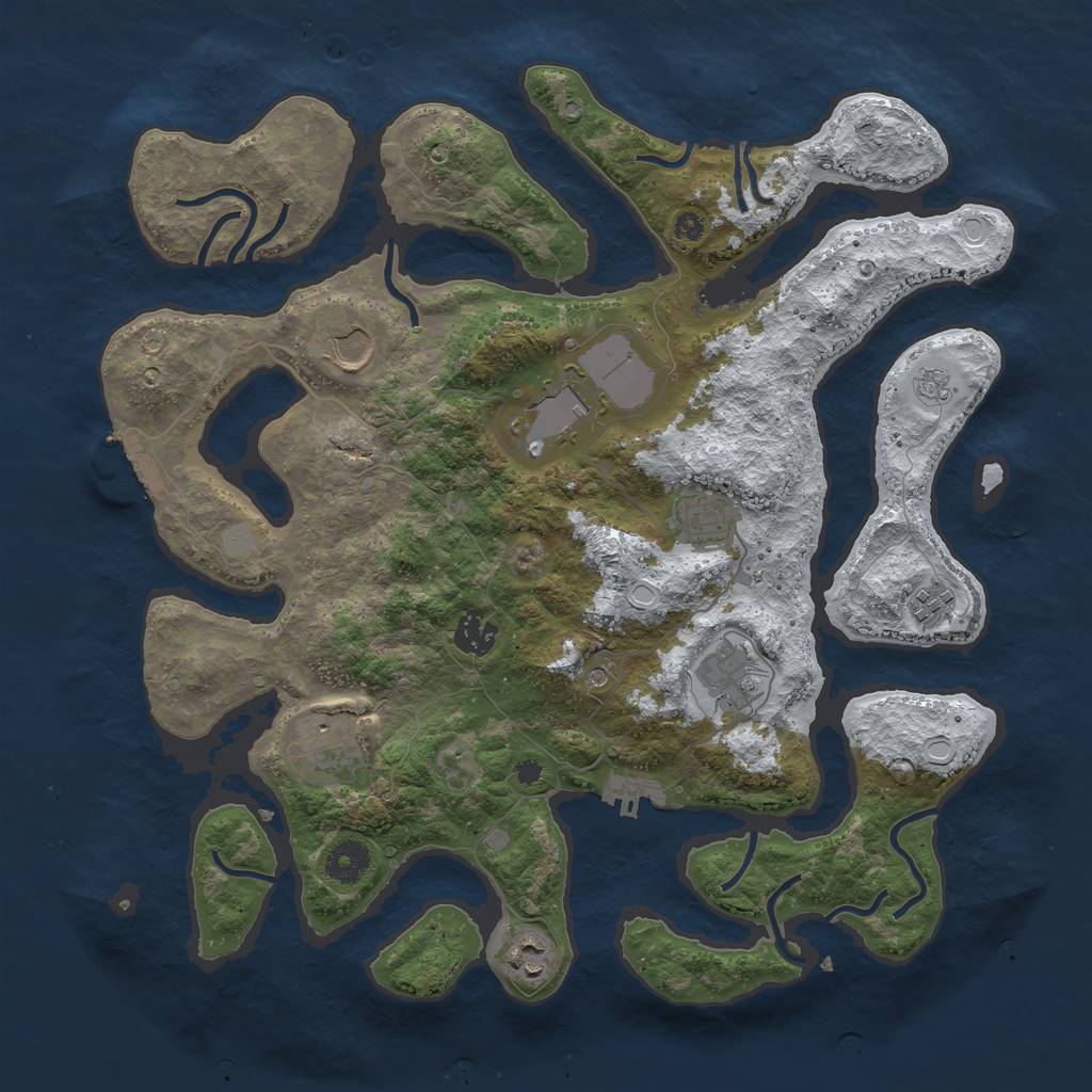 Rust Map: Procedural Map, Size: 3800, Seed: 3161484, 17 Monuments
