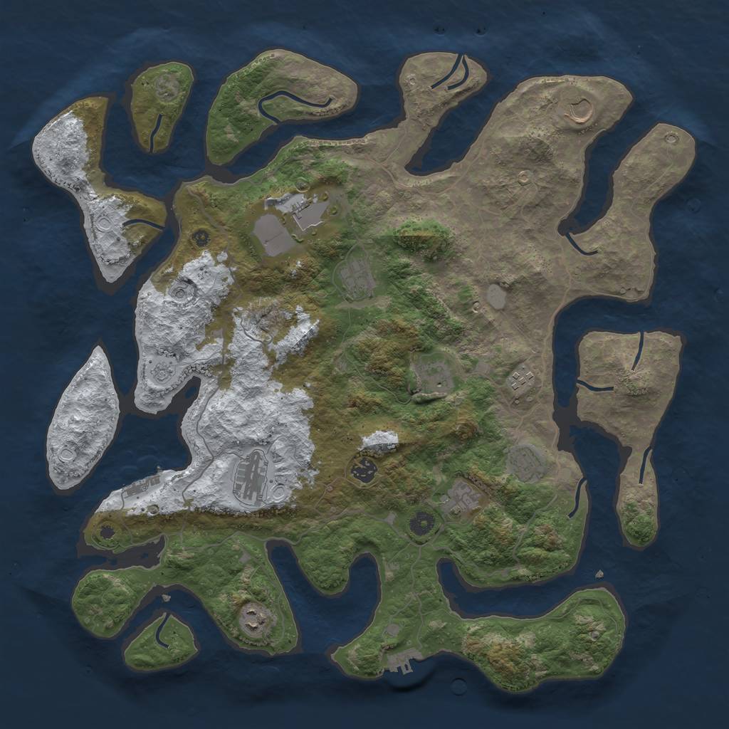 Rust Map: Procedural Map, Size: 4500, Seed: 93267843, 19 Monuments