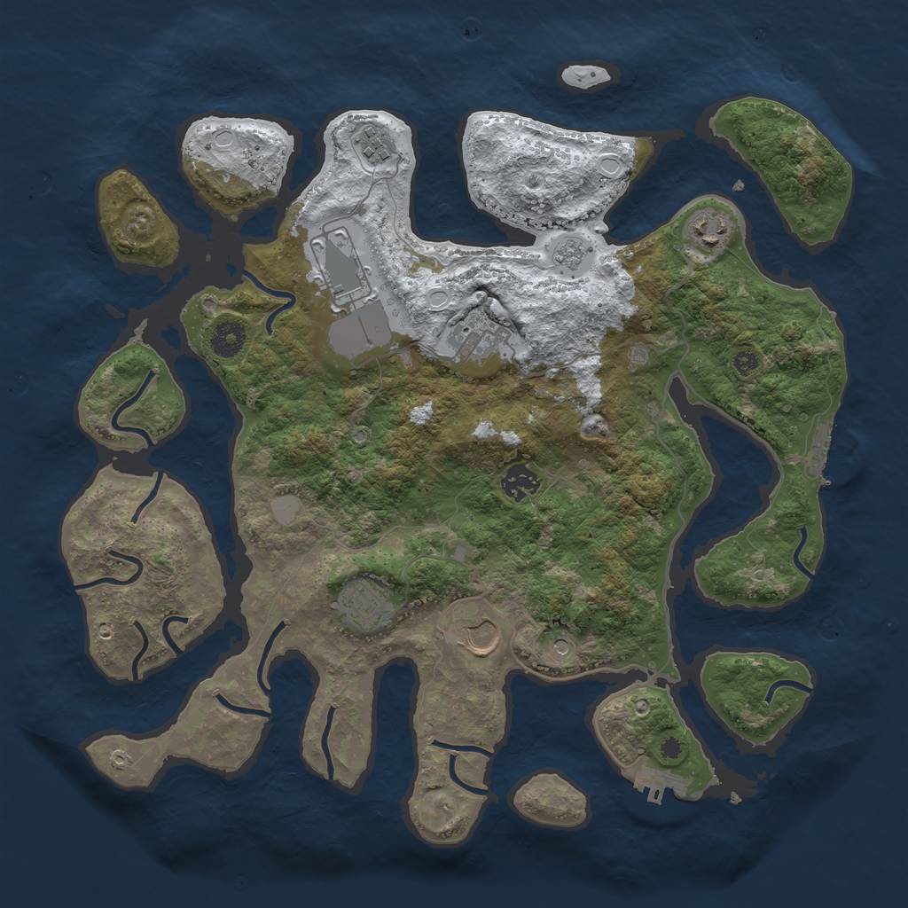 Rust Map: Procedural Map, Size: 3800, Seed: 726854, 16 Monuments