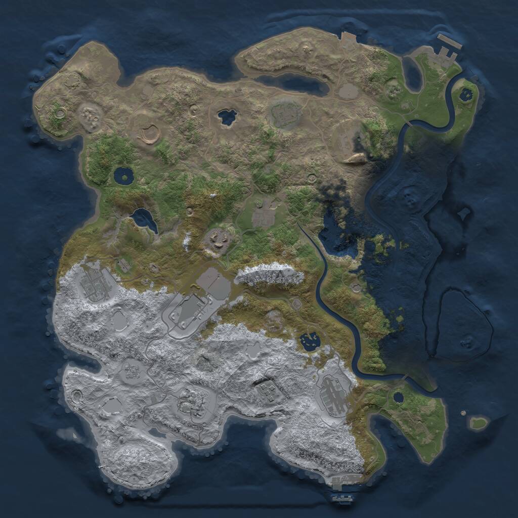 Rust Map: Procedural Map, Size: 4000, Seed: 807919, 17 Monuments