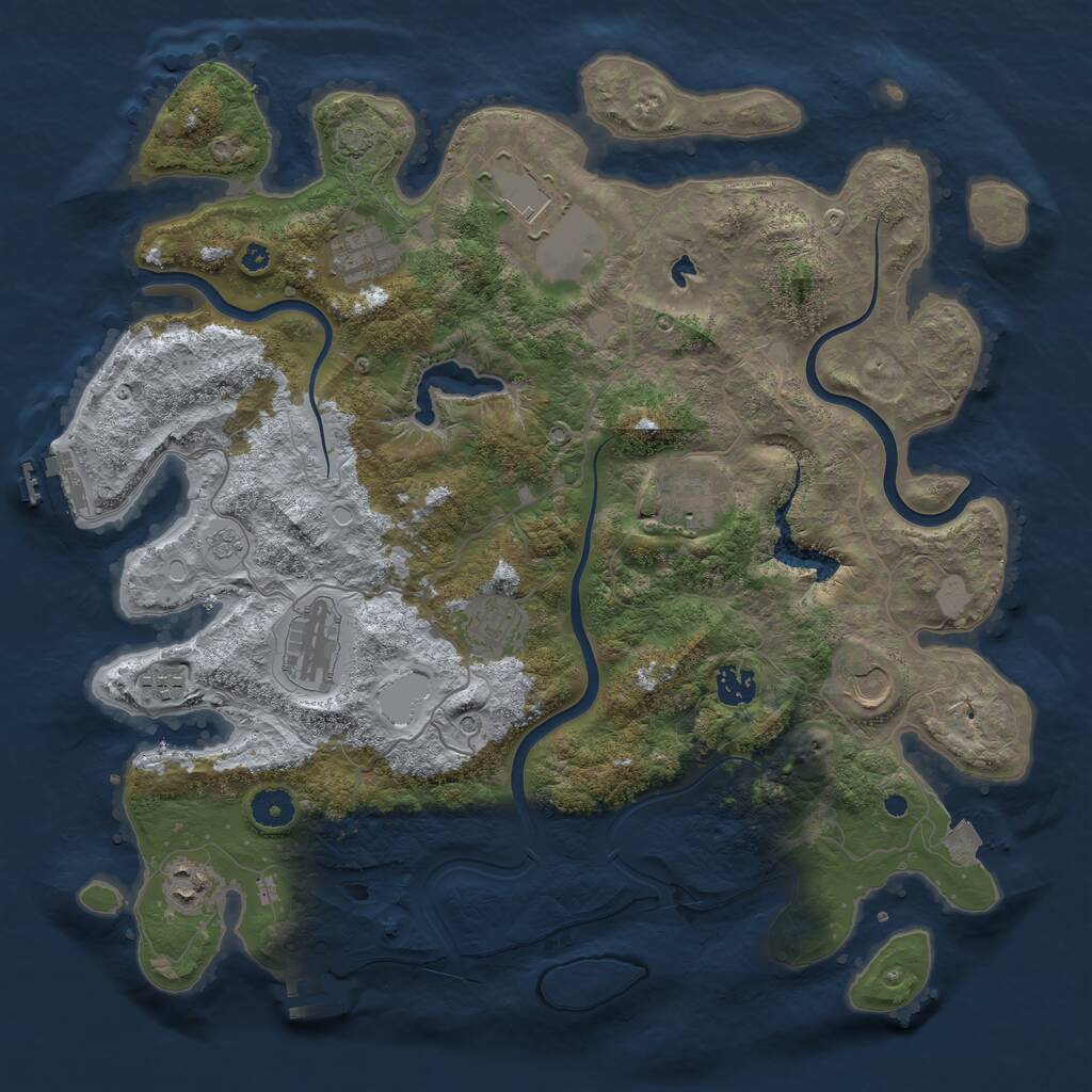 Rust Map: Procedural Map, Size: 4000, Seed: 496673, 15 Monuments