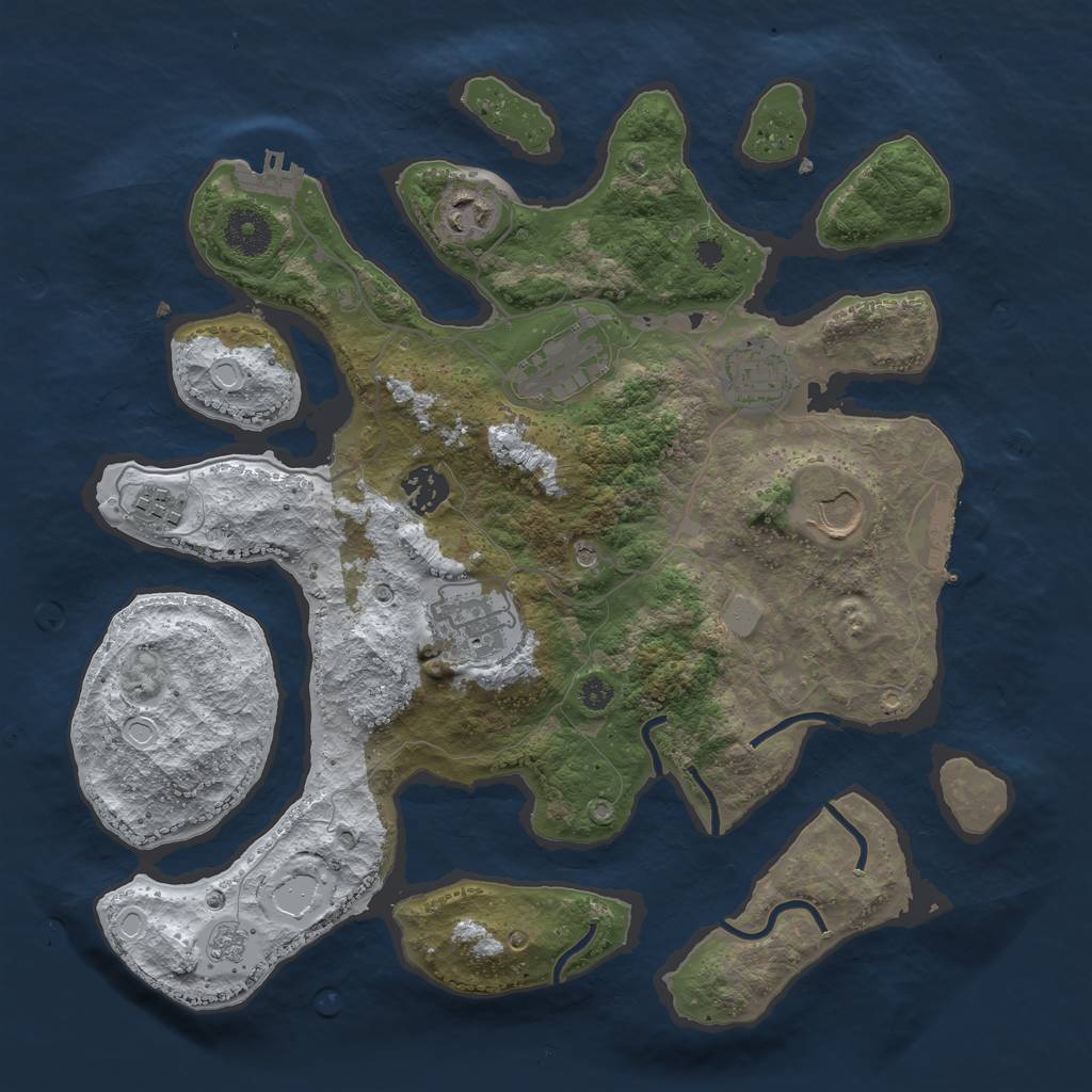 Rust Map: Procedural Map, Size: 3500, Seed: 1130230528, 16 Monuments