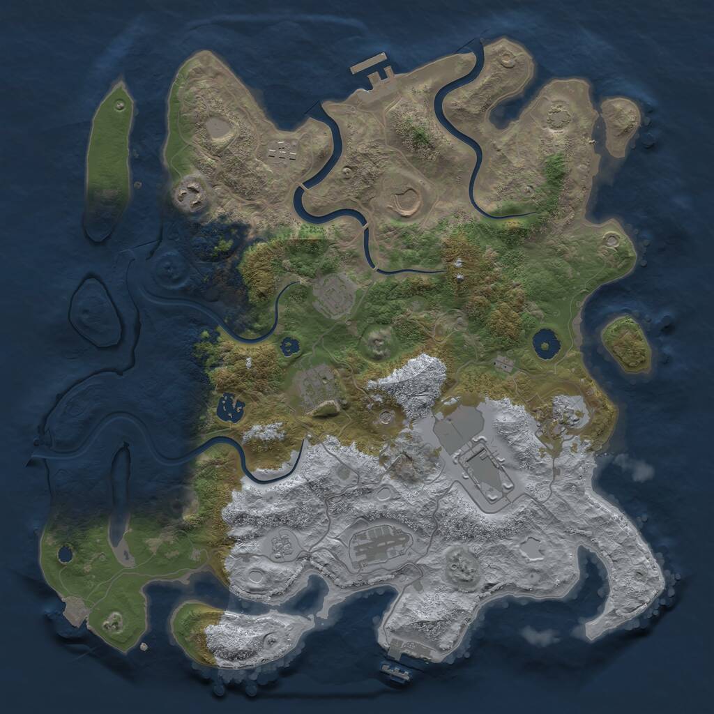 Rust Map: Procedural Map, Size: 3800, Seed: 4646675, 15 Monuments