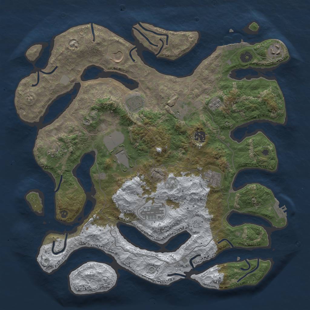 Rust Map: Procedural Map, Size: 4000, Seed: 393378, 19 Monuments