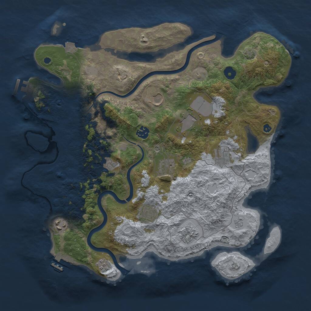 Rust Map: Procedural Map, Size: 3800, Seed: 2447137, 16 Monuments