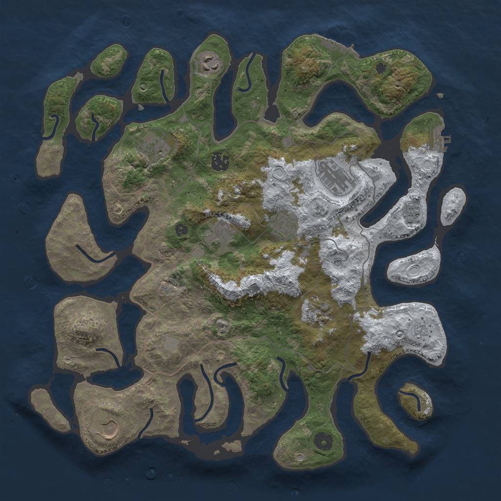 Rust Map: Procedural Map, Size: 4000, Seed: 557429, 18 Monuments