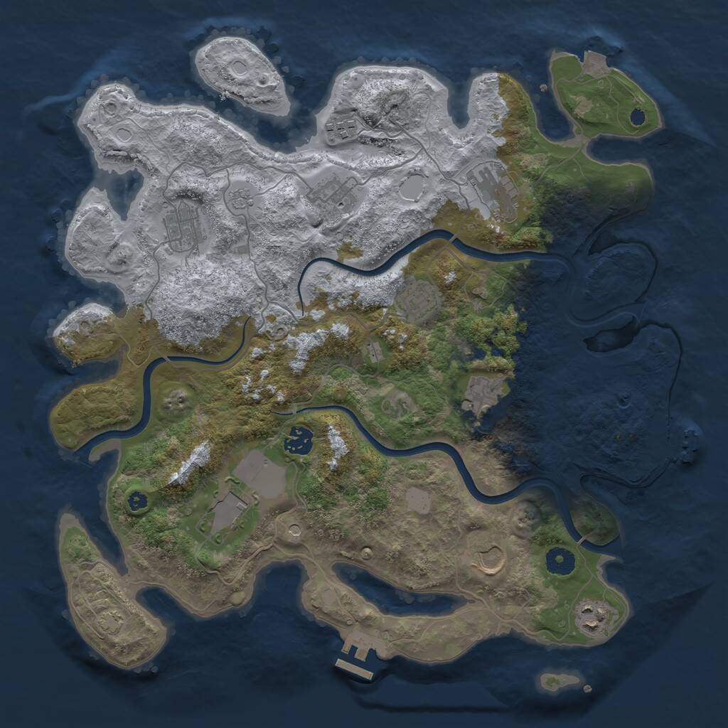 Rust Map: Procedural Map, Size: 3800, Seed: 3142233, 16 Monuments