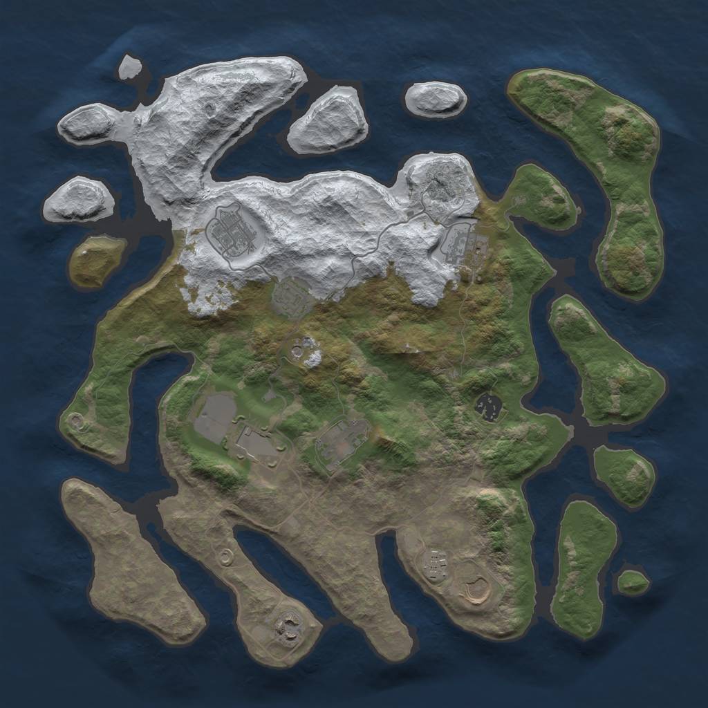 Rust Map: Barren, Size: 3950, Seed: 1763746601, 12 Monuments